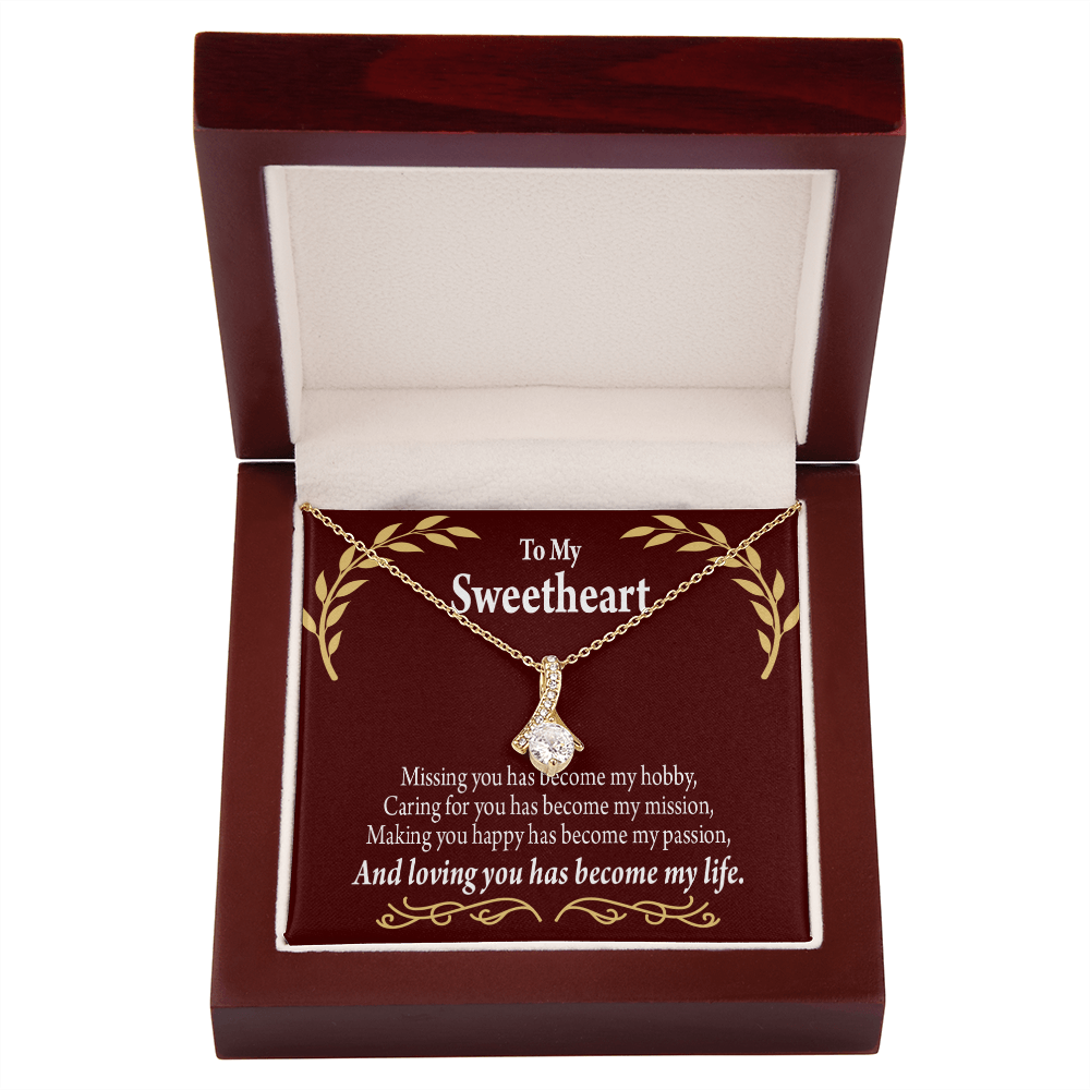 To My Girlfriend My Passion Alluring Ribbon Necklace Message Card-Express Your Love Gifts