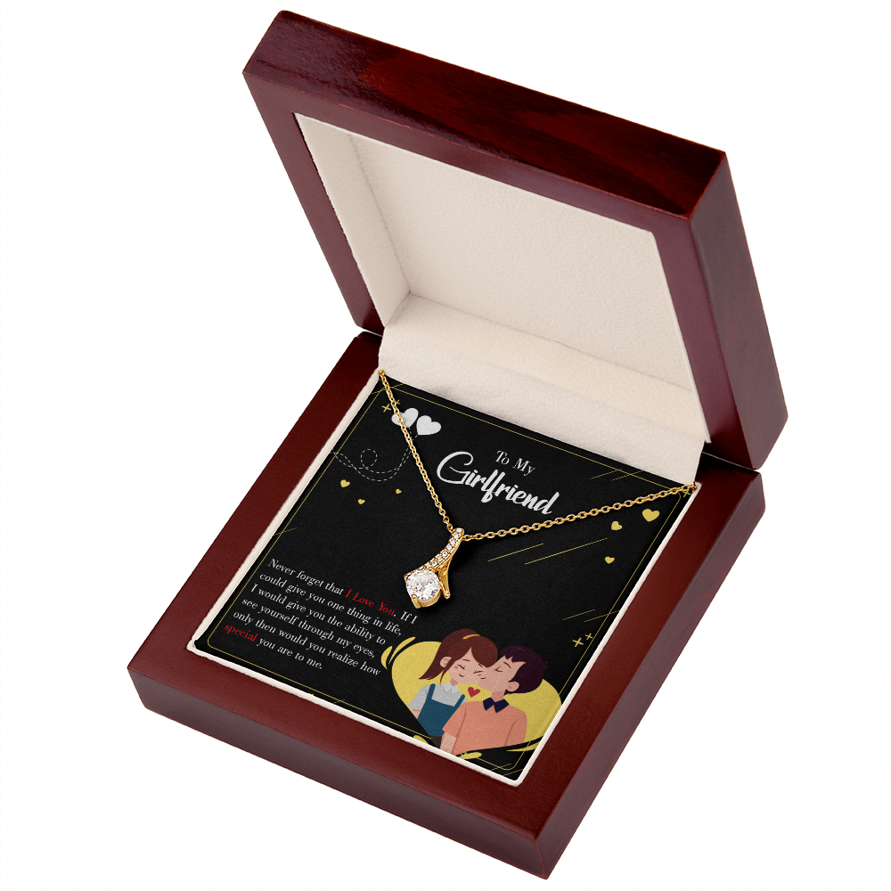 To My Girlfriend Never Forget Alluring Ribbon Necklace Message Card-Express Your Love Gifts