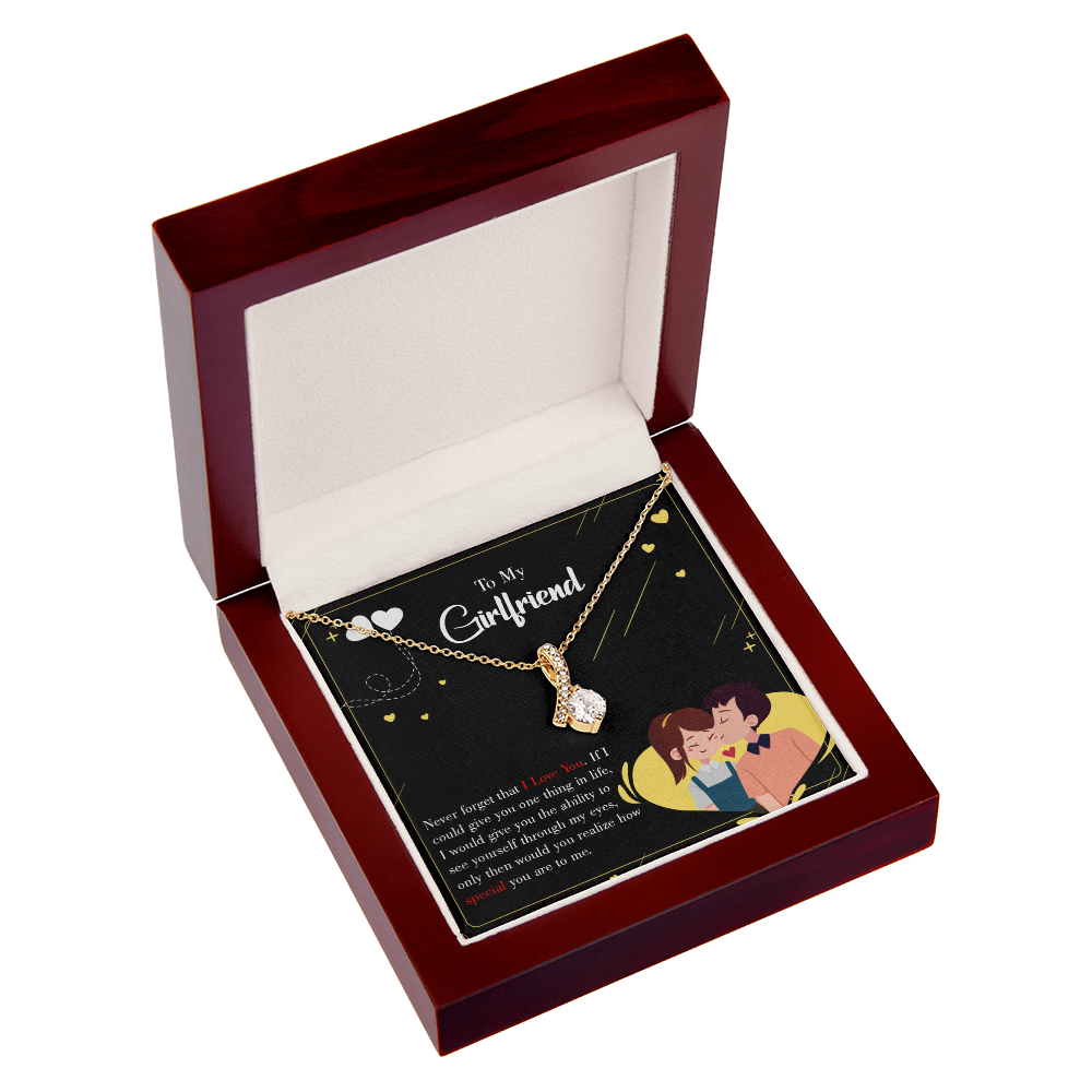 To My Girlfriend Never Forget Alluring Ribbon Necklace Message Card-Express Your Love Gifts