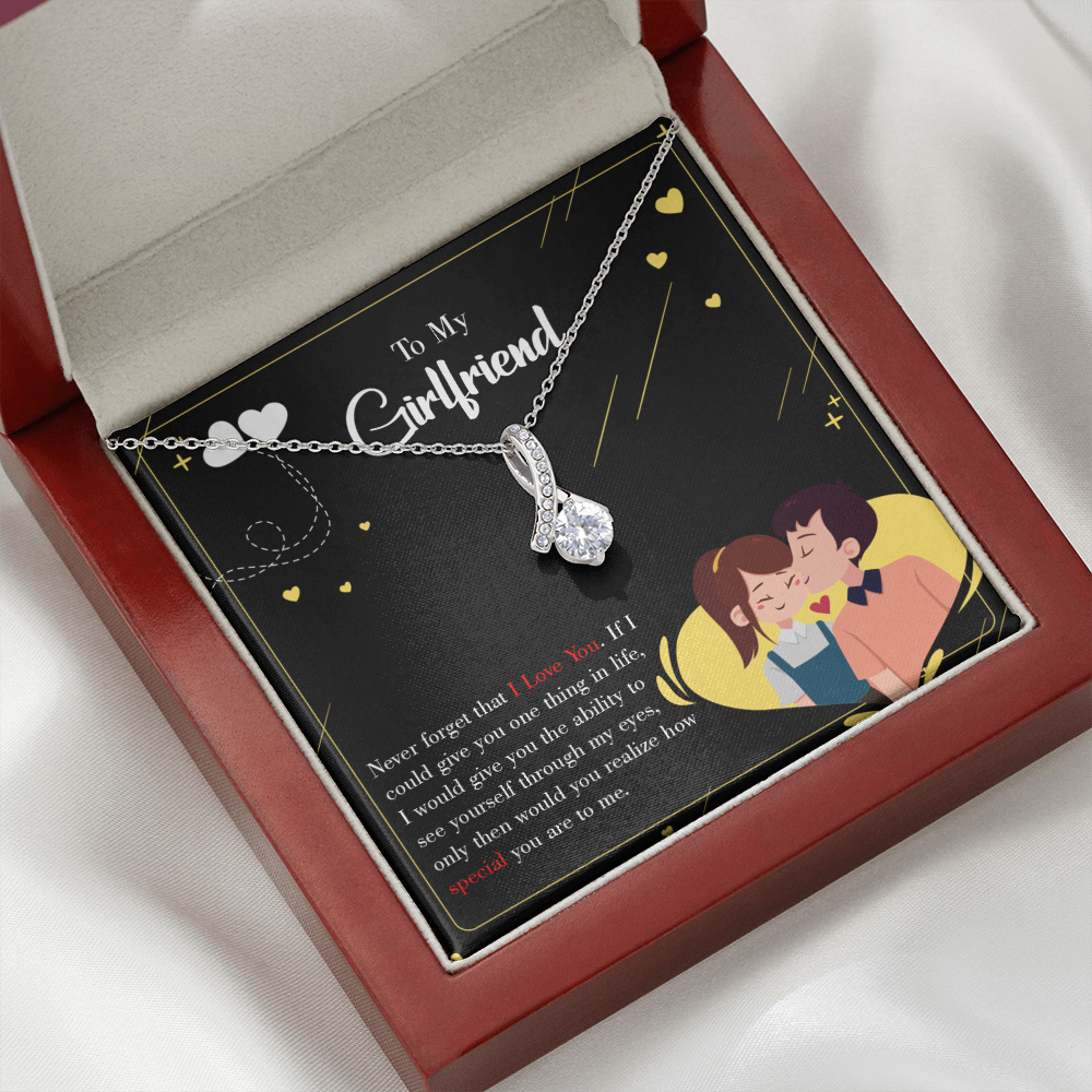To My Girlfriend Never Forget Alluring Ribbon Necklace Message Card-Express Your Love Gifts