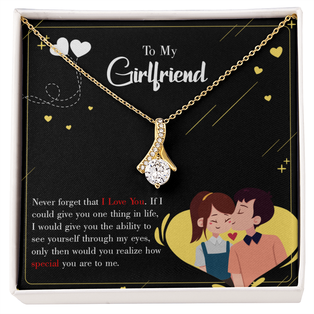 To My Girlfriend Never Forget Alluring Ribbon Necklace Message Card-Express Your Love Gifts