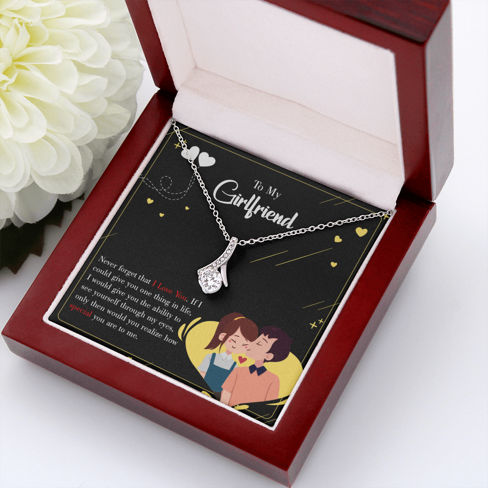 To My Girlfriend Never Forget Alluring Ribbon Necklace Message Card-Express Your Love Gifts