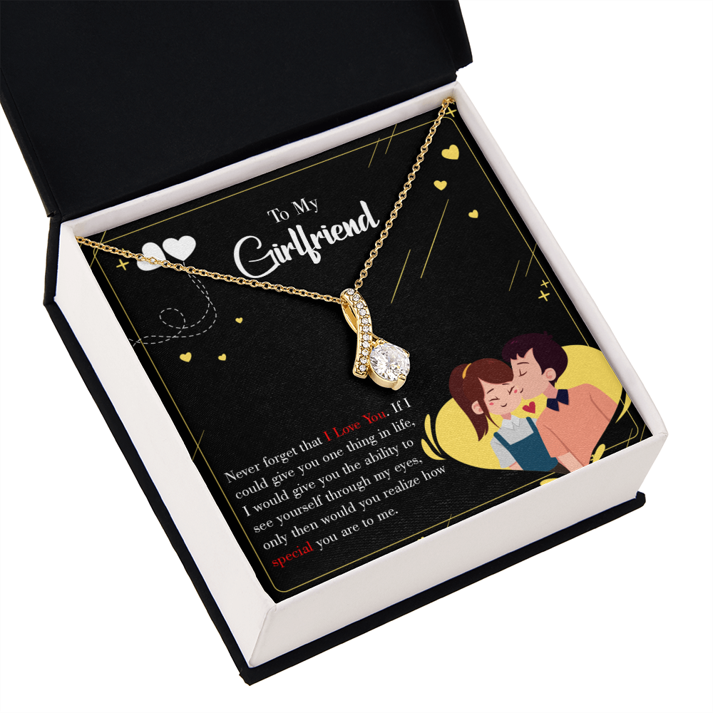 To My Girlfriend Never Forget Alluring Ribbon Necklace Message Card-Express Your Love Gifts