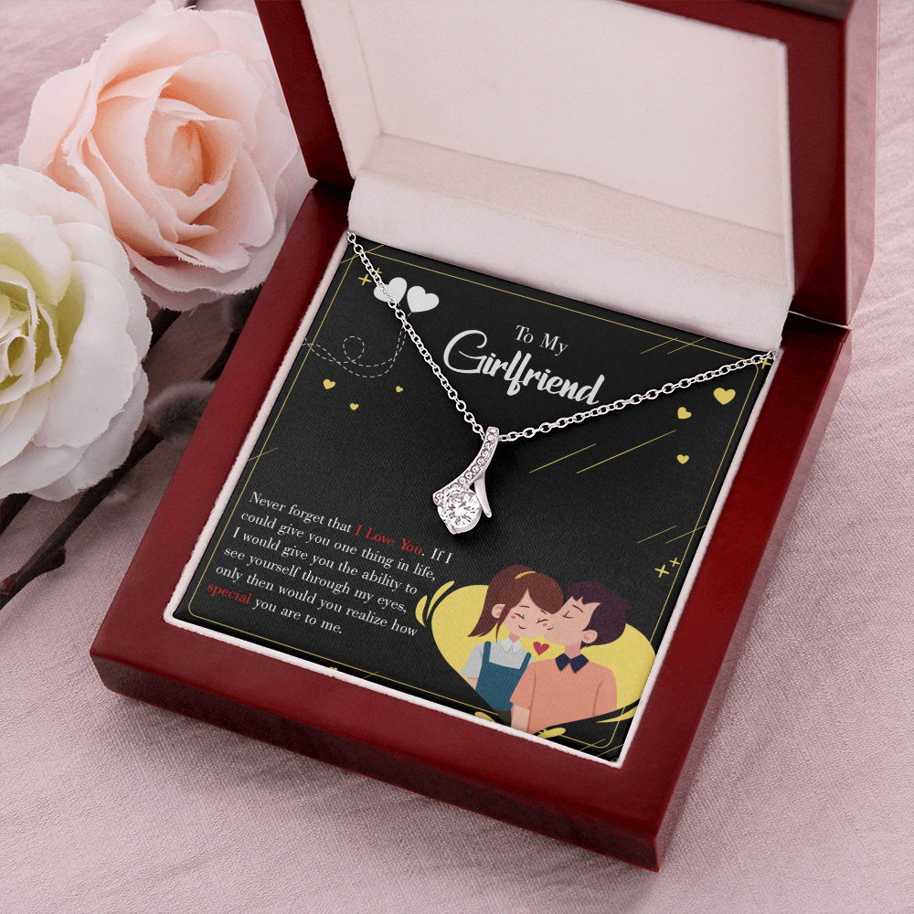 To My Girlfriend Never Forget Alluring Ribbon Necklace Message Card-Express Your Love Gifts