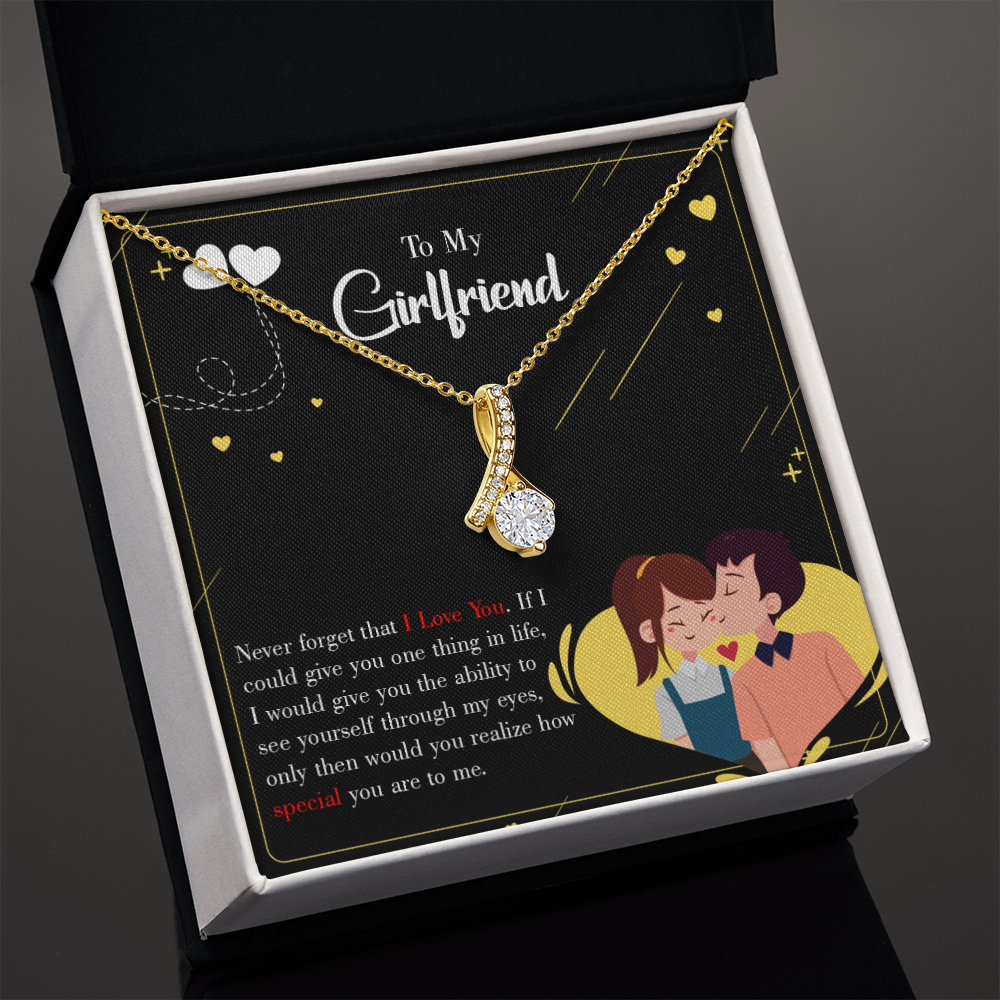 To My Girlfriend Never Forget Alluring Ribbon Necklace Message Card-Express Your Love Gifts