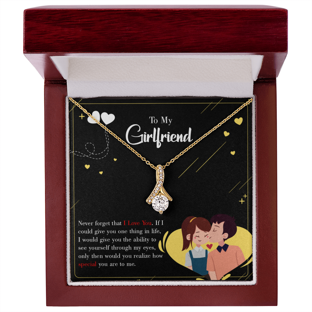 To My Girlfriend Never Forget Alluring Ribbon Necklace Message Card-Express Your Love Gifts