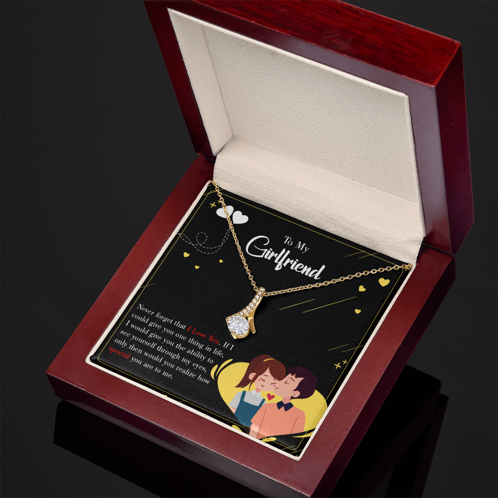To My Girlfriend Never Forget Alluring Ribbon Necklace Message Card-Express Your Love Gifts
