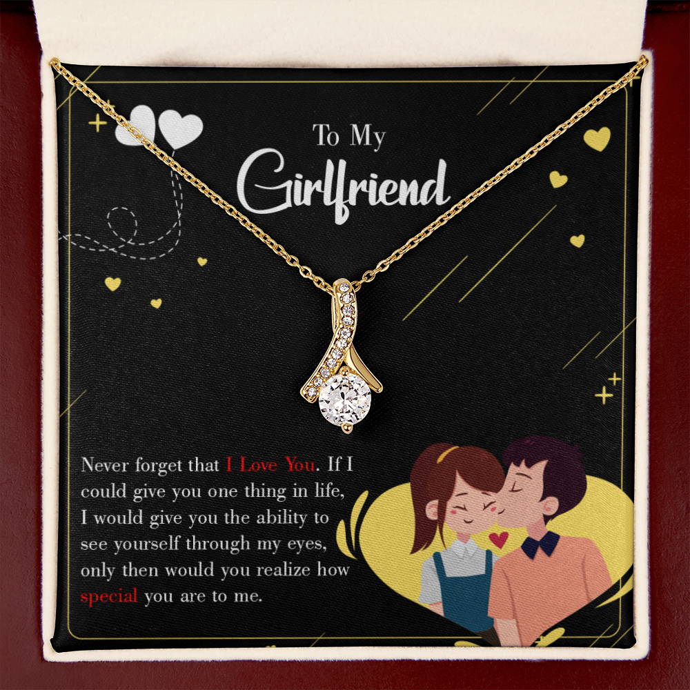 To My Girlfriend Never Forget Alluring Ribbon Necklace Message Card-Express Your Love Gifts