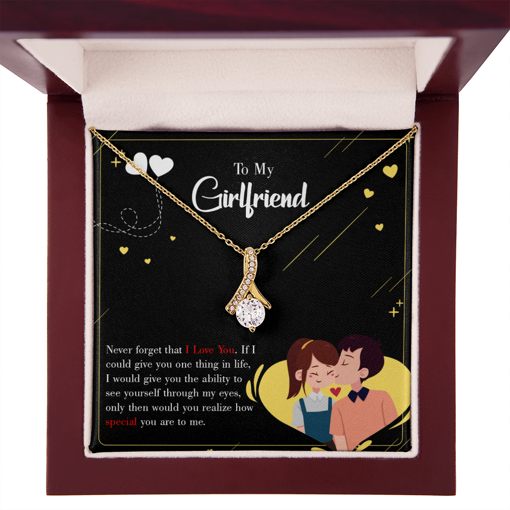 To My Girlfriend Never Forget Alluring Ribbon Necklace Message Card-Express Your Love Gifts