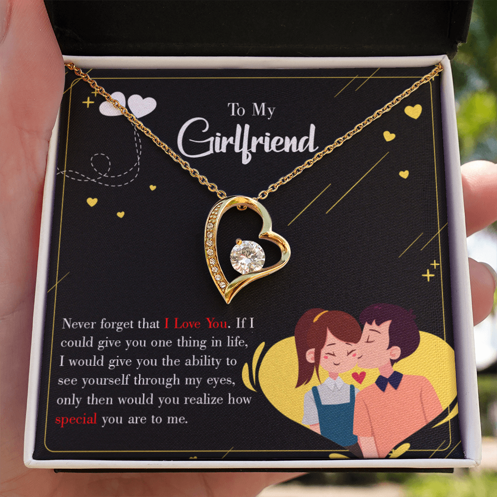 To My Girlfriend Never Forget Forever Necklace w Message Card-Express Your Love Gifts