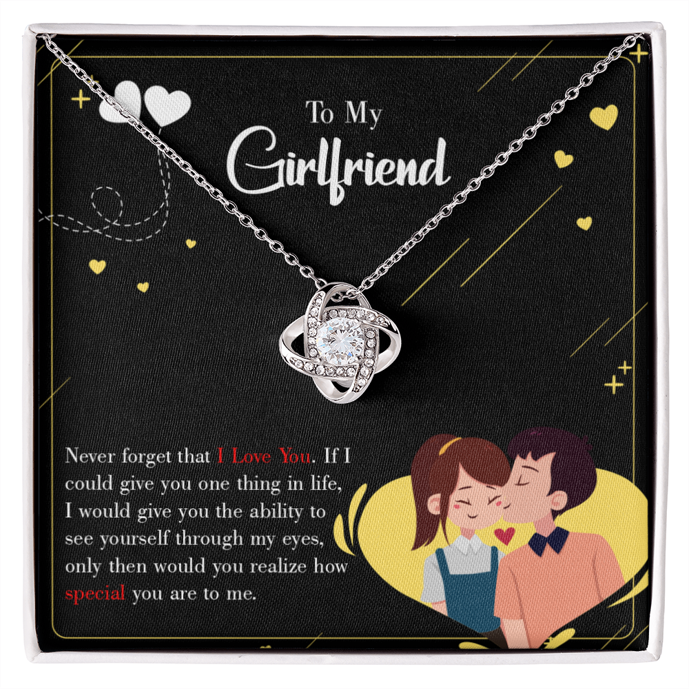 To My Girlfriend Never Forget Infinity Knot Necklace Message Card-Express Your Love Gifts