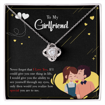 To My Girlfriend Never Forget Infinity Knot Necklace Message Card-Express Your Love Gifts