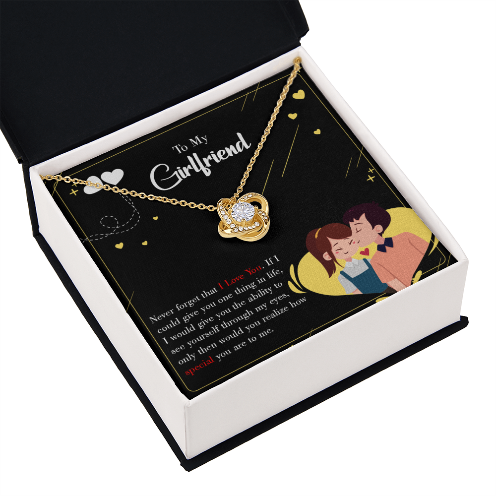 To My Girlfriend Never Forget Infinity Knot Necklace Message Card-Express Your Love Gifts