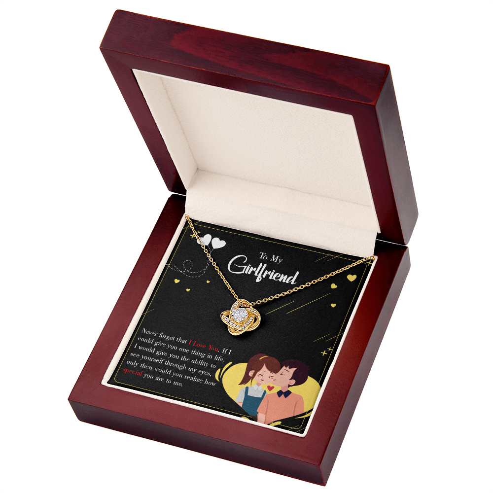 To My Girlfriend Never Forget Infinity Knot Necklace Message Card-Express Your Love Gifts