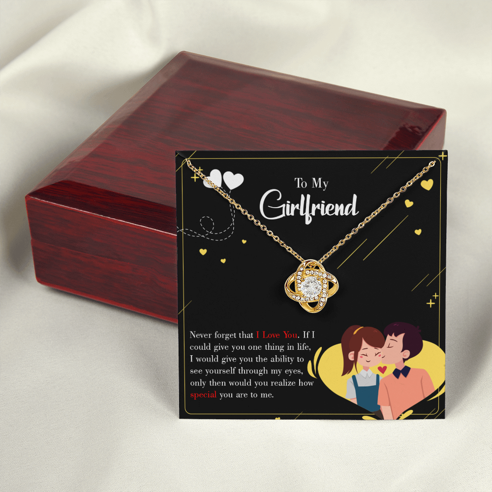 To My Girlfriend Never Forget Infinity Knot Necklace Message Card-Express Your Love Gifts