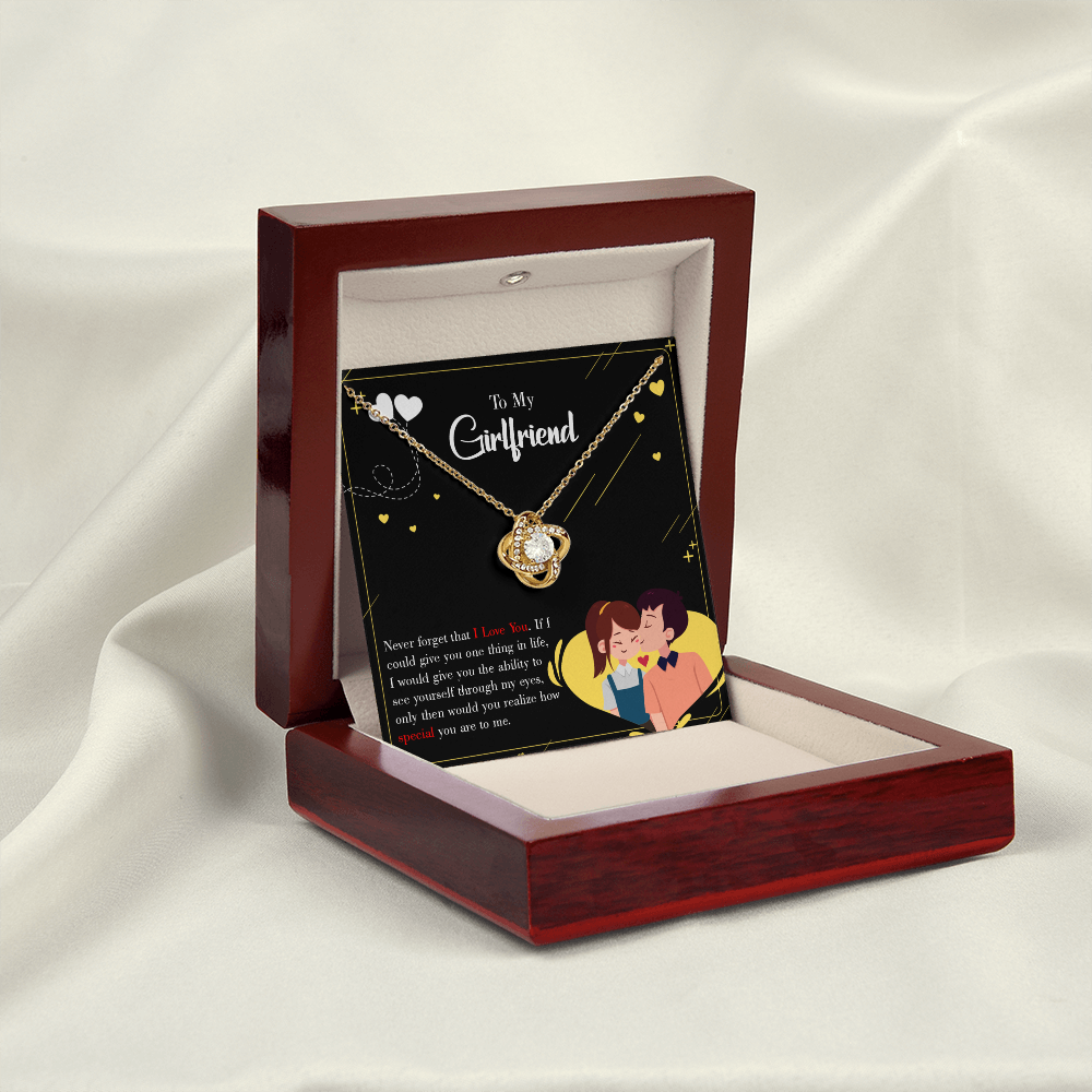 To My Girlfriend Never Forget Infinity Knot Necklace Message Card-Express Your Love Gifts