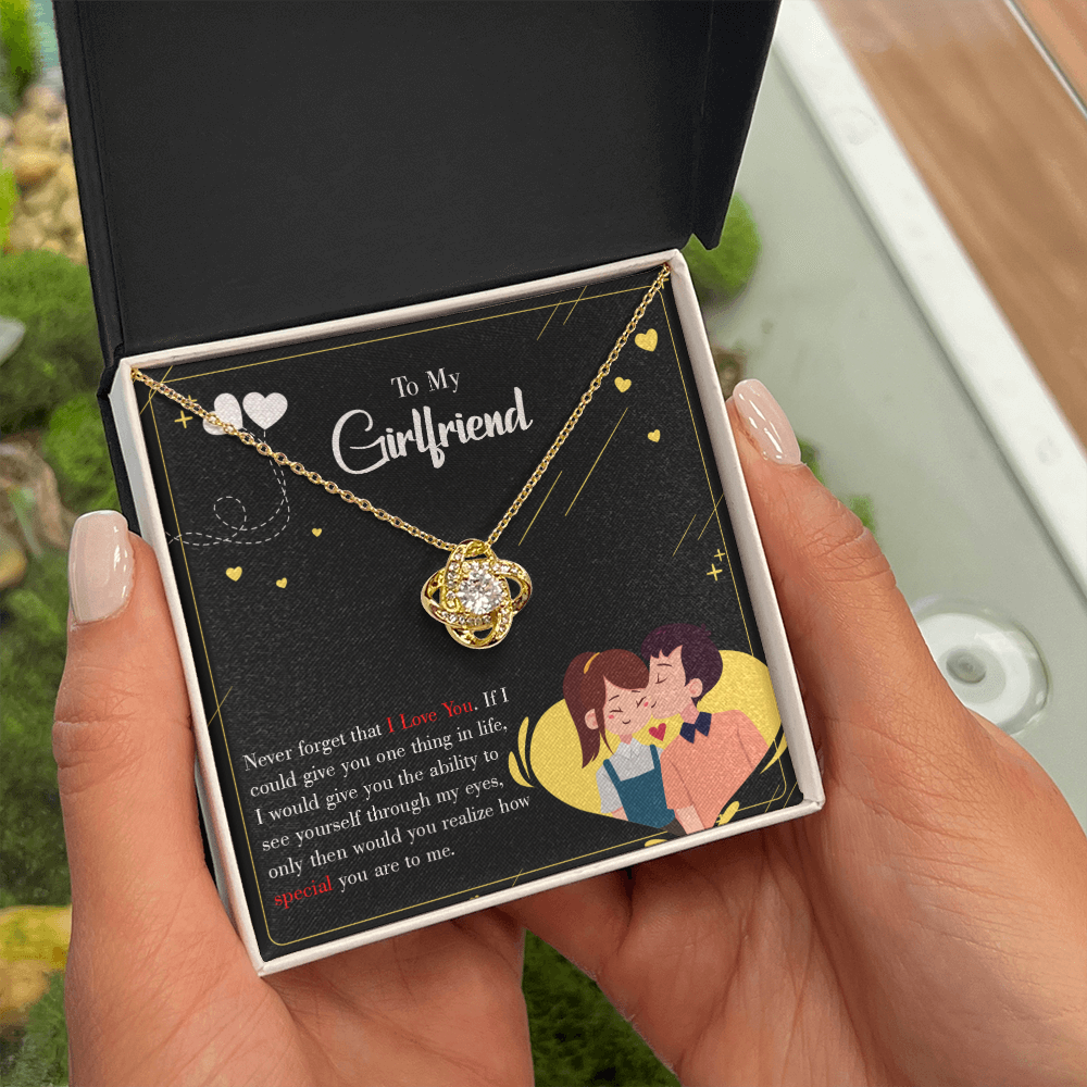 To My Girlfriend Never Forget Infinity Knot Necklace Message Card-Express Your Love Gifts
