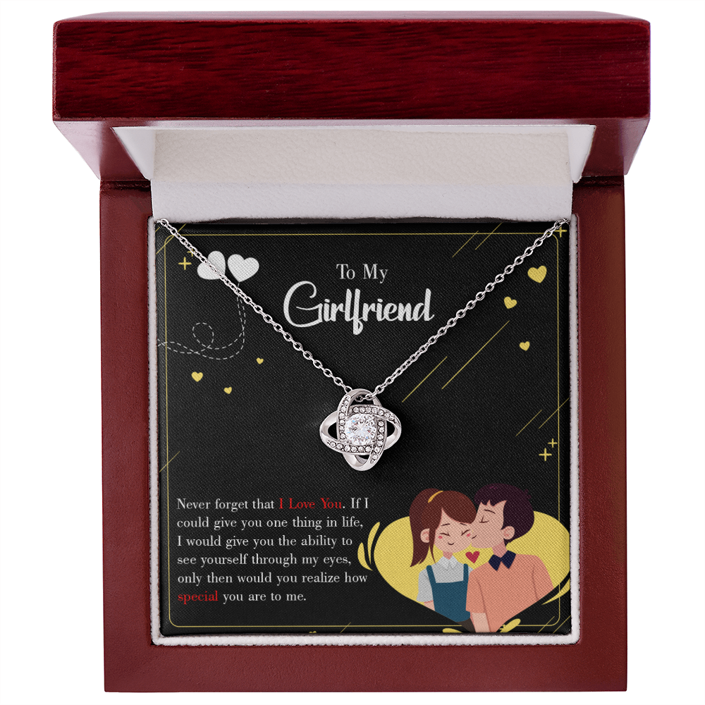 To My Girlfriend Never Forget Infinity Knot Necklace Message Card-Express Your Love Gifts