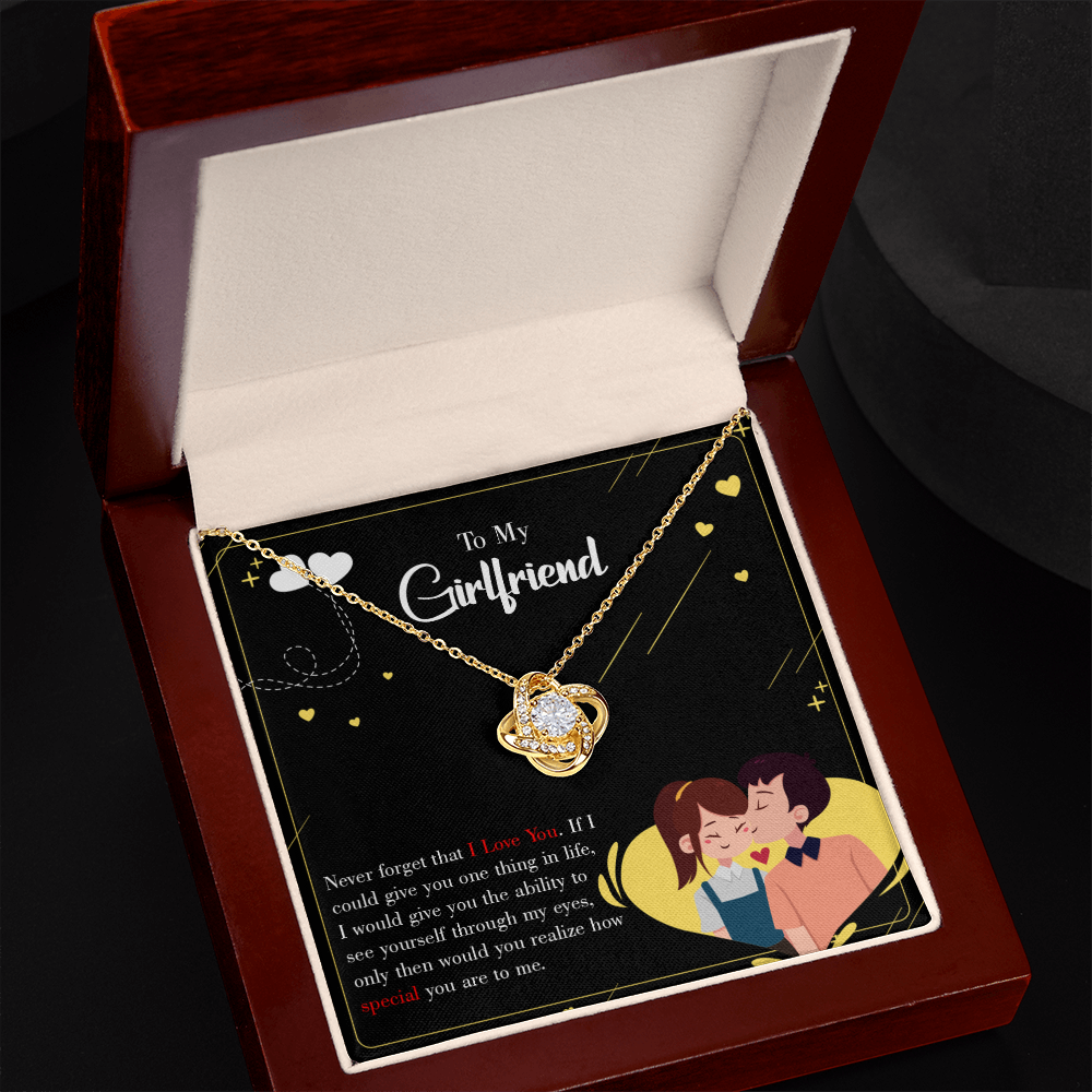 To My Girlfriend Never Forget Infinity Knot Necklace Message Card-Express Your Love Gifts