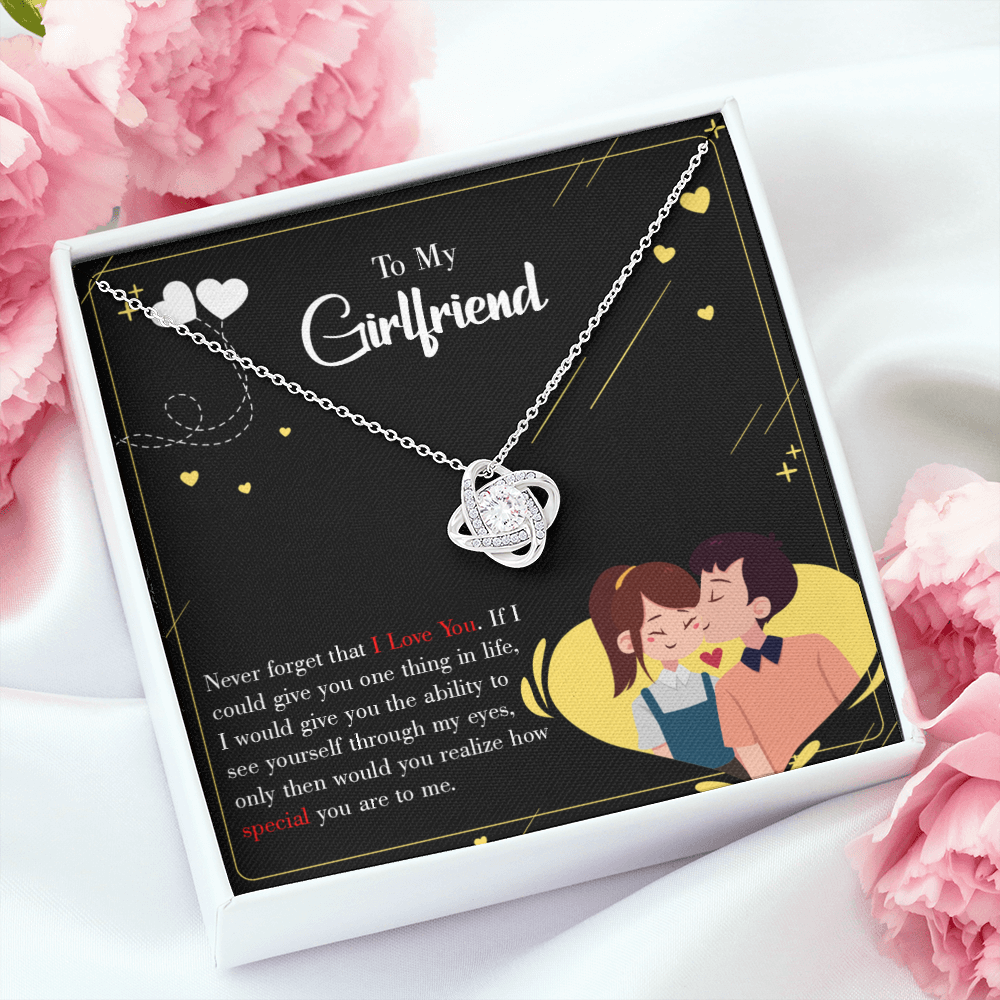 To My Girlfriend Never Forget Infinity Knot Necklace Message Card-Express Your Love Gifts