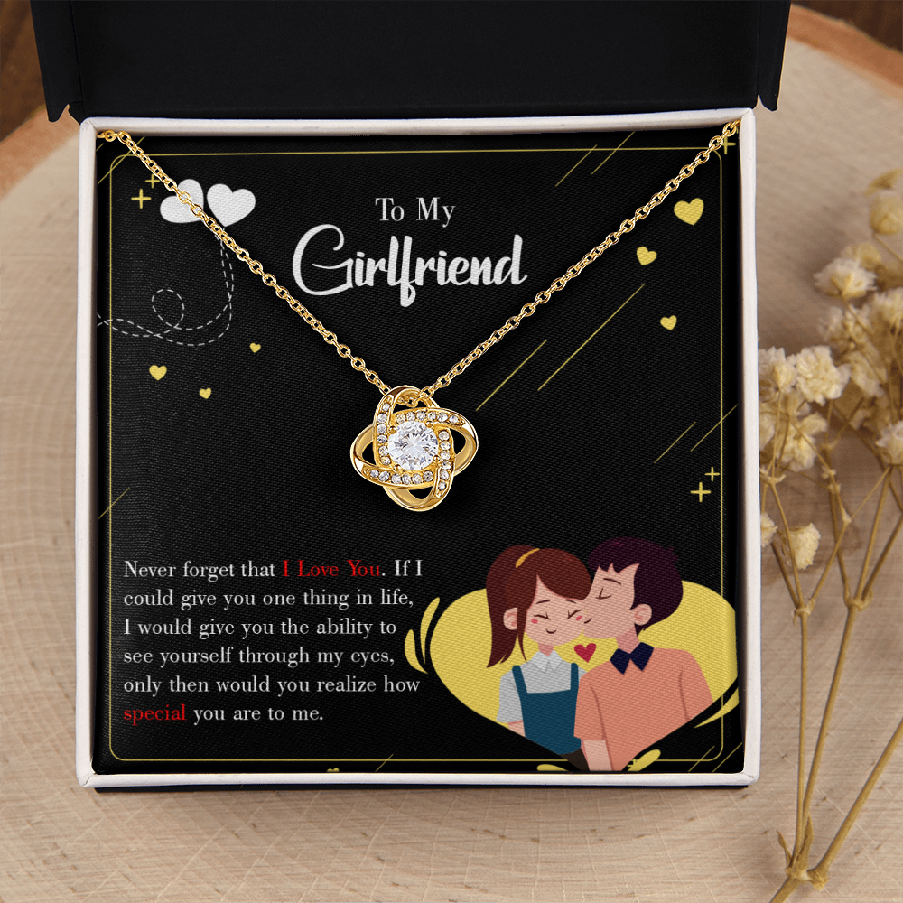 To My Girlfriend Never Forget Infinity Knot Necklace Message Card-Express Your Love Gifts