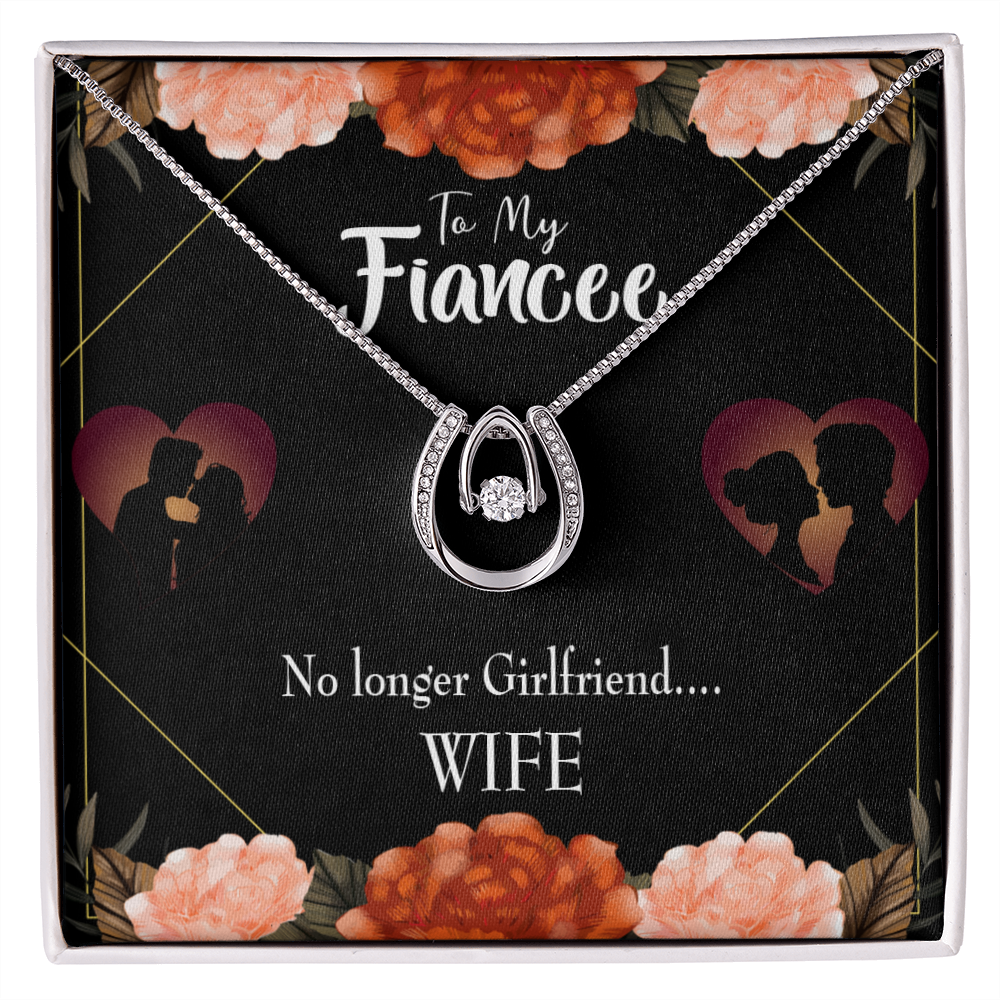 To My Girlfriend No Longer Lucky Horseshoe Necklace Message Card 14k w CZ Crystals-Express Your Love Gifts