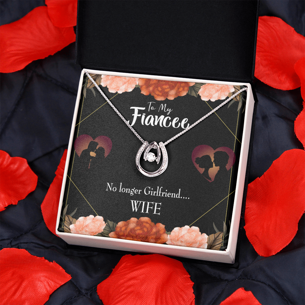 To My Girlfriend No Longer Lucky Horseshoe Necklace Message Card 14k w CZ Crystals-Express Your Love Gifts