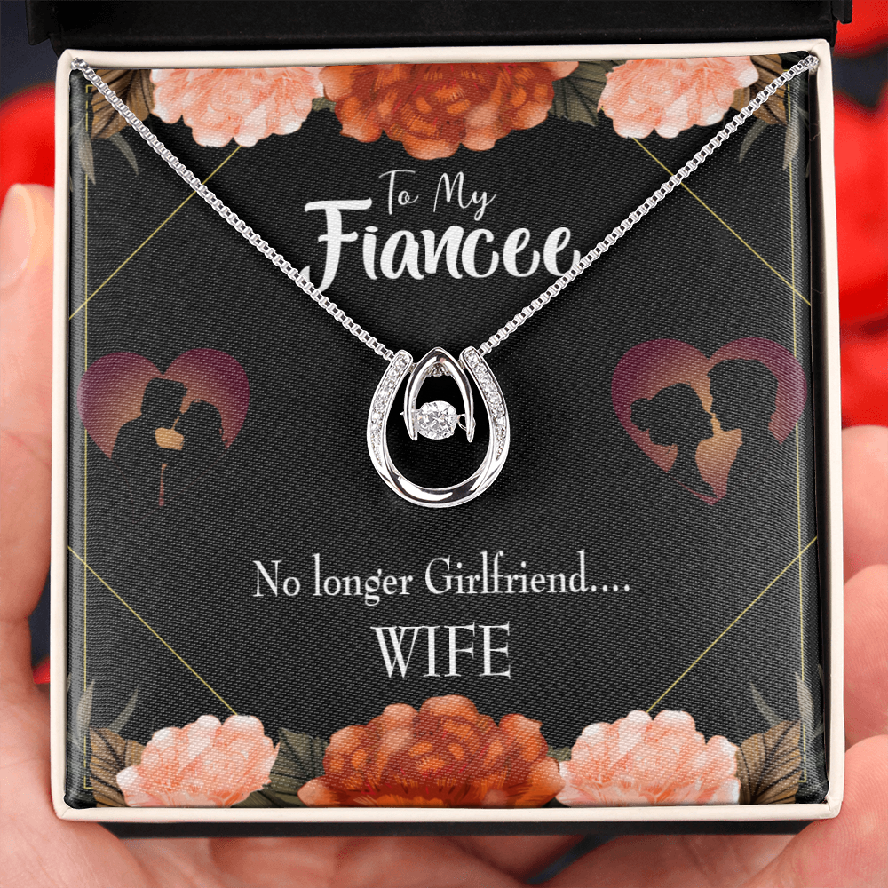 To My Girlfriend No Longer Lucky Horseshoe Necklace Message Card 14k w CZ Crystals-Express Your Love Gifts