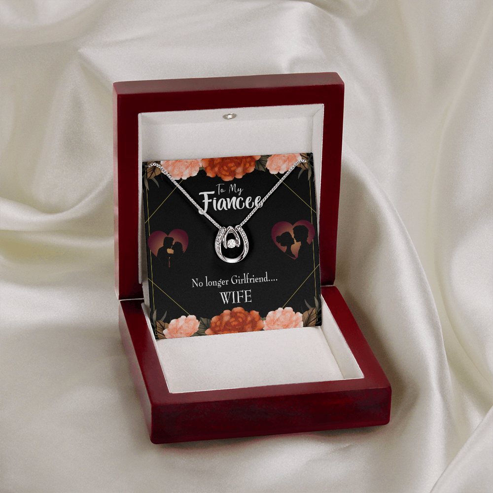To My Girlfriend No Longer Lucky Horseshoe Necklace Message Card 14k w CZ Crystals-Express Your Love Gifts