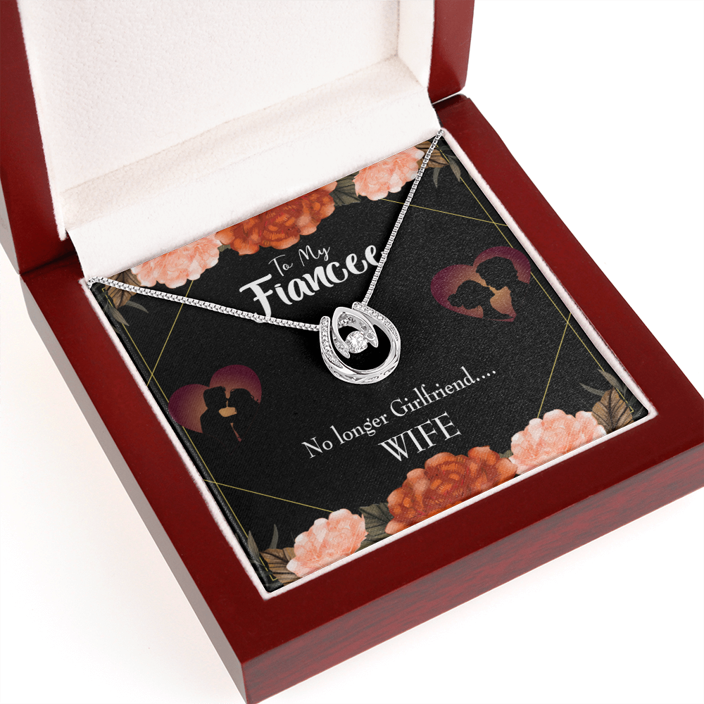 To My Girlfriend No Longer Lucky Horseshoe Necklace Message Card 14k w CZ Crystals-Express Your Love Gifts