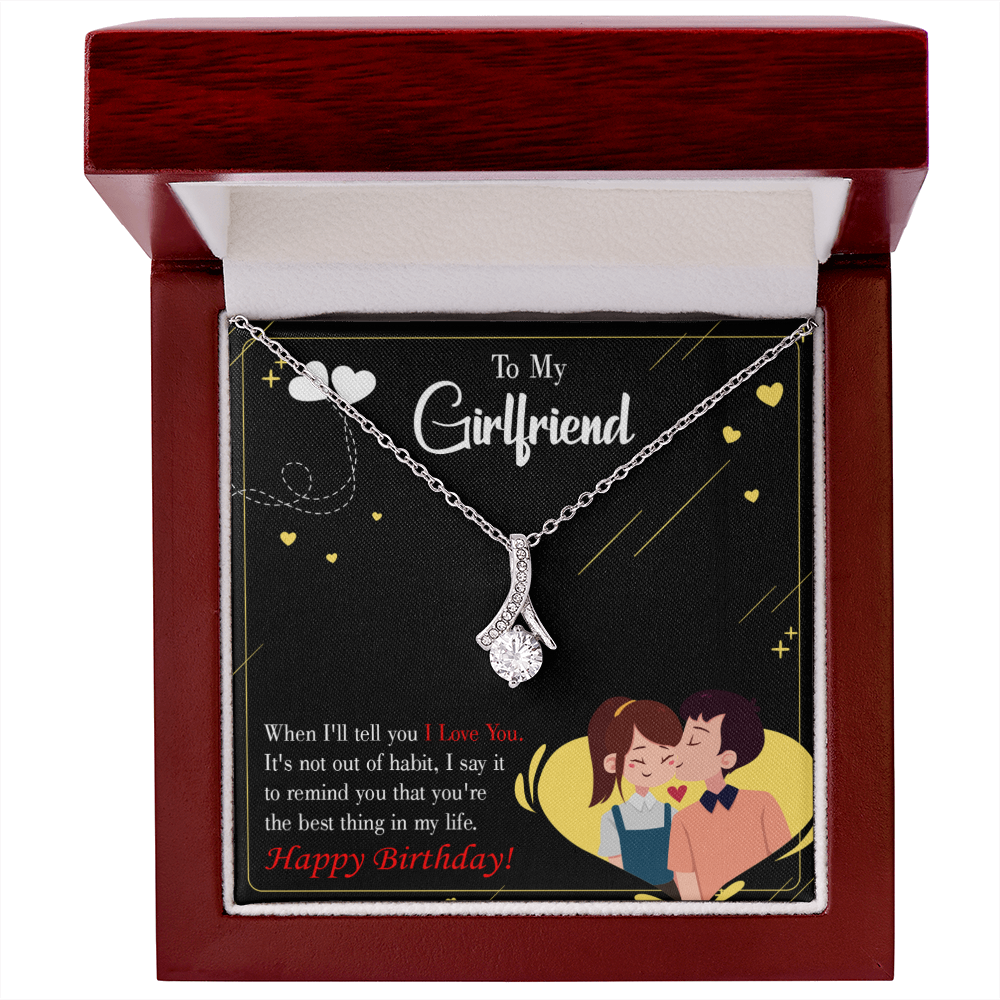 To My Girlfriend Not Out of Habit Alluring Ribbon Necklace Message Card-Express Your Love Gifts