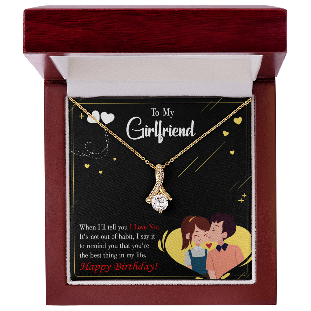 To My Girlfriend Not Out of Habit Alluring Ribbon Necklace Message Card-Express Your Love Gifts