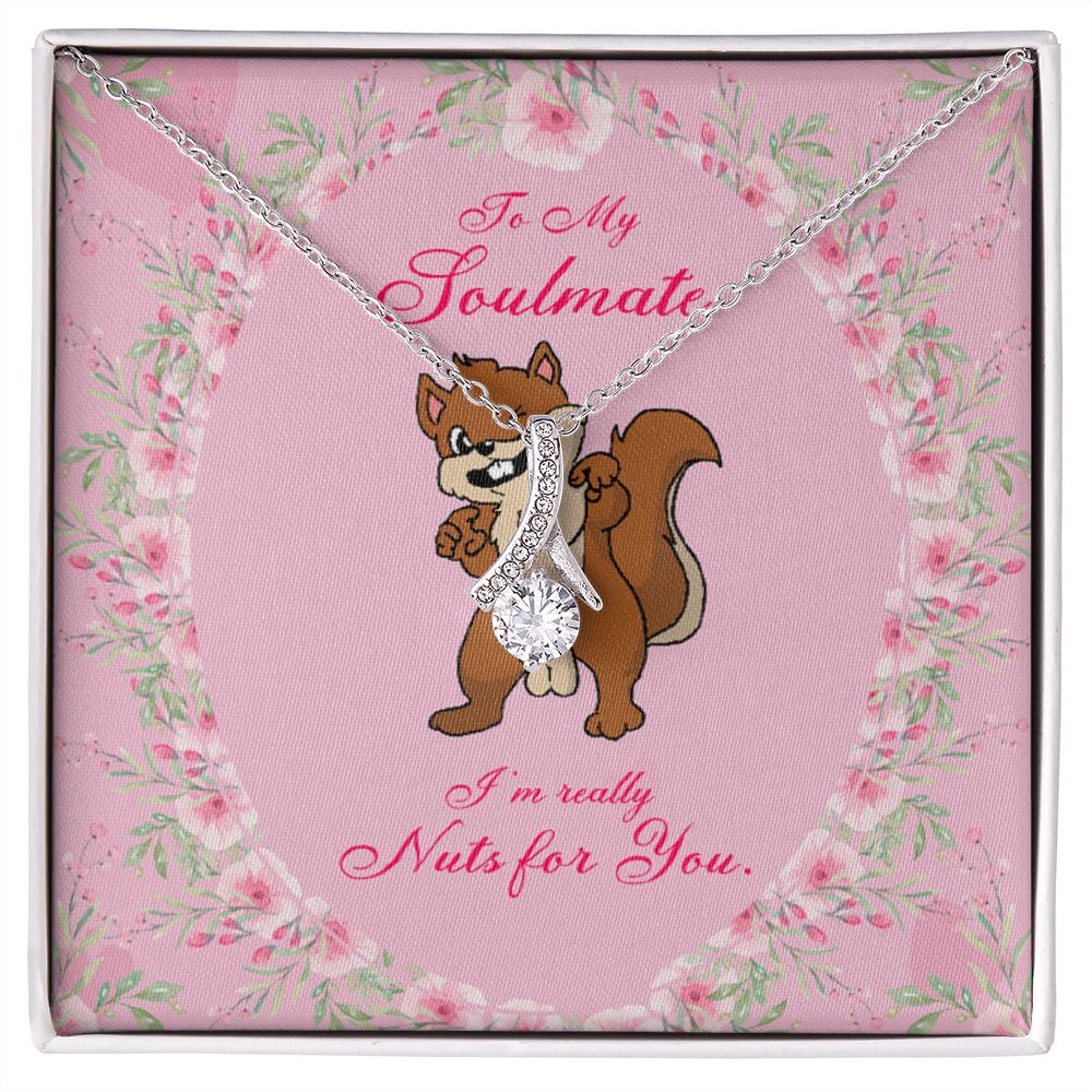 To My Girlfriend Nuts For You Alluring Ribbon Necklace Message Card-Express Your Love Gifts
