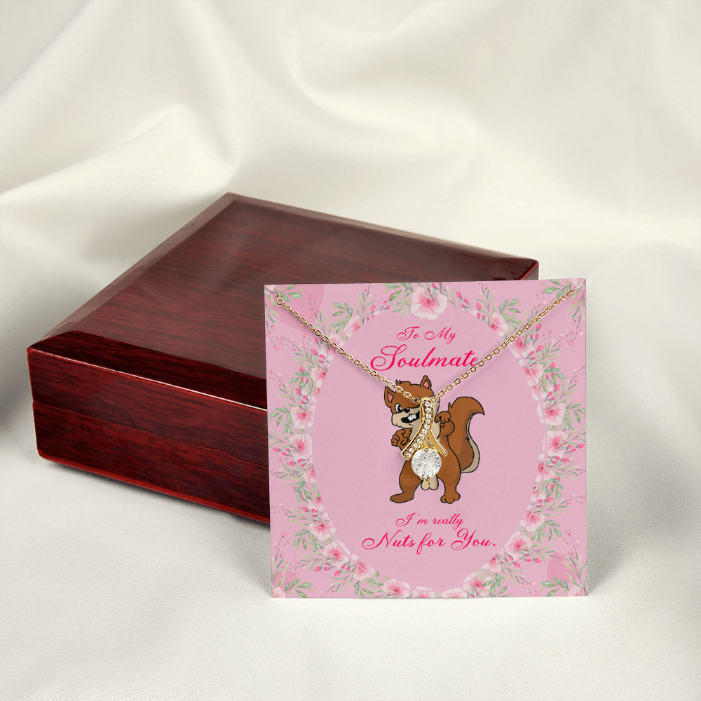 To My Girlfriend Nuts For You Alluring Ribbon Necklace Message Card-Express Your Love Gifts