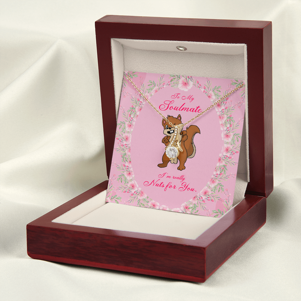 To My Girlfriend Nuts For You Alluring Ribbon Necklace Message Card-Express Your Love Gifts