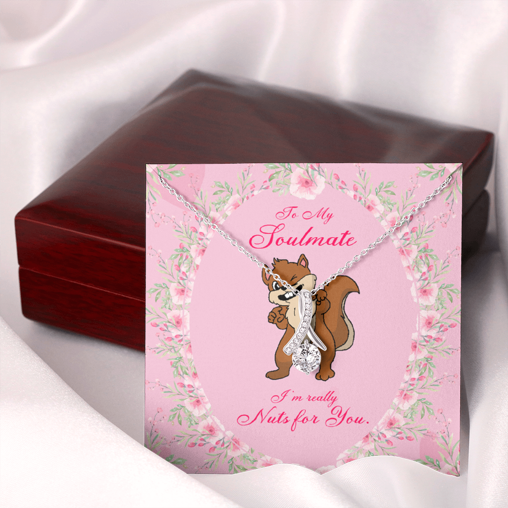 To My Girlfriend Nuts For You Alluring Ribbon Necklace Message Card-Express Your Love Gifts