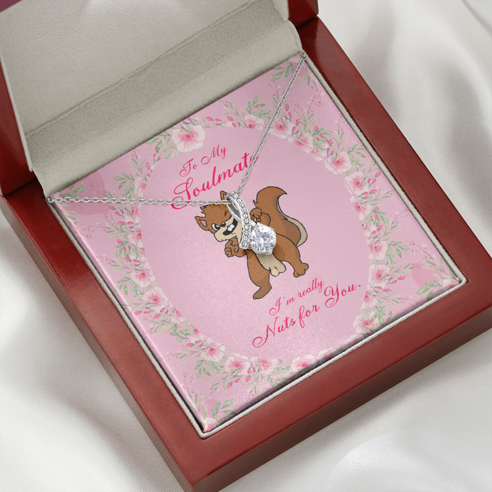 To My Girlfriend Nuts For You Alluring Ribbon Necklace Message Card-Express Your Love Gifts
