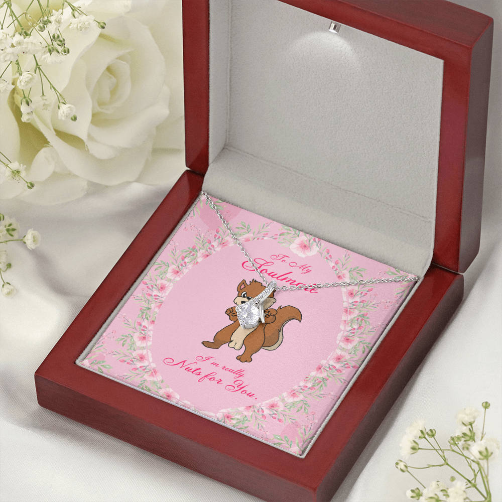 To My Girlfriend Nuts For You Alluring Ribbon Necklace Message Card-Express Your Love Gifts