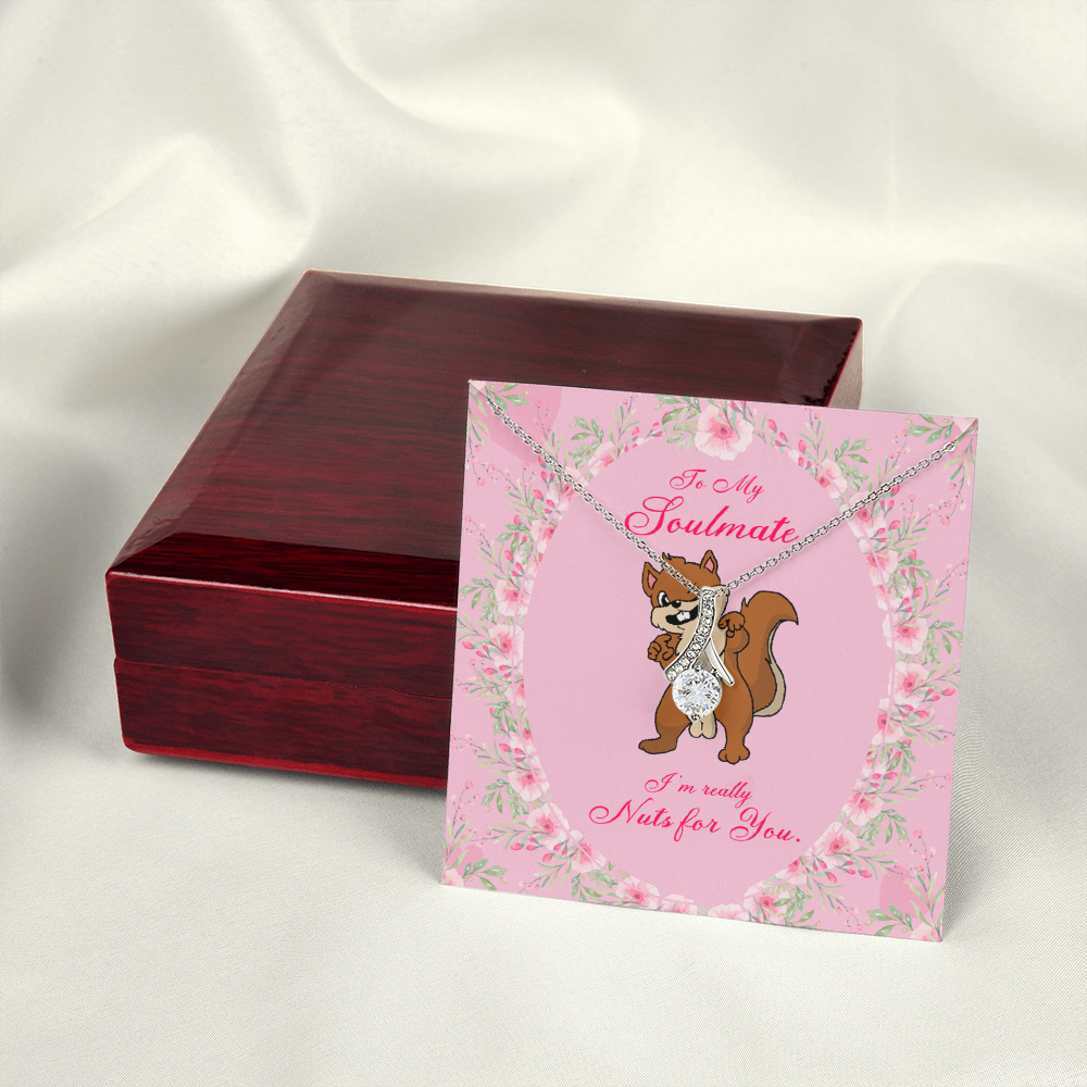 To My Girlfriend Nuts For You Alluring Ribbon Necklace Message Card-Express Your Love Gifts