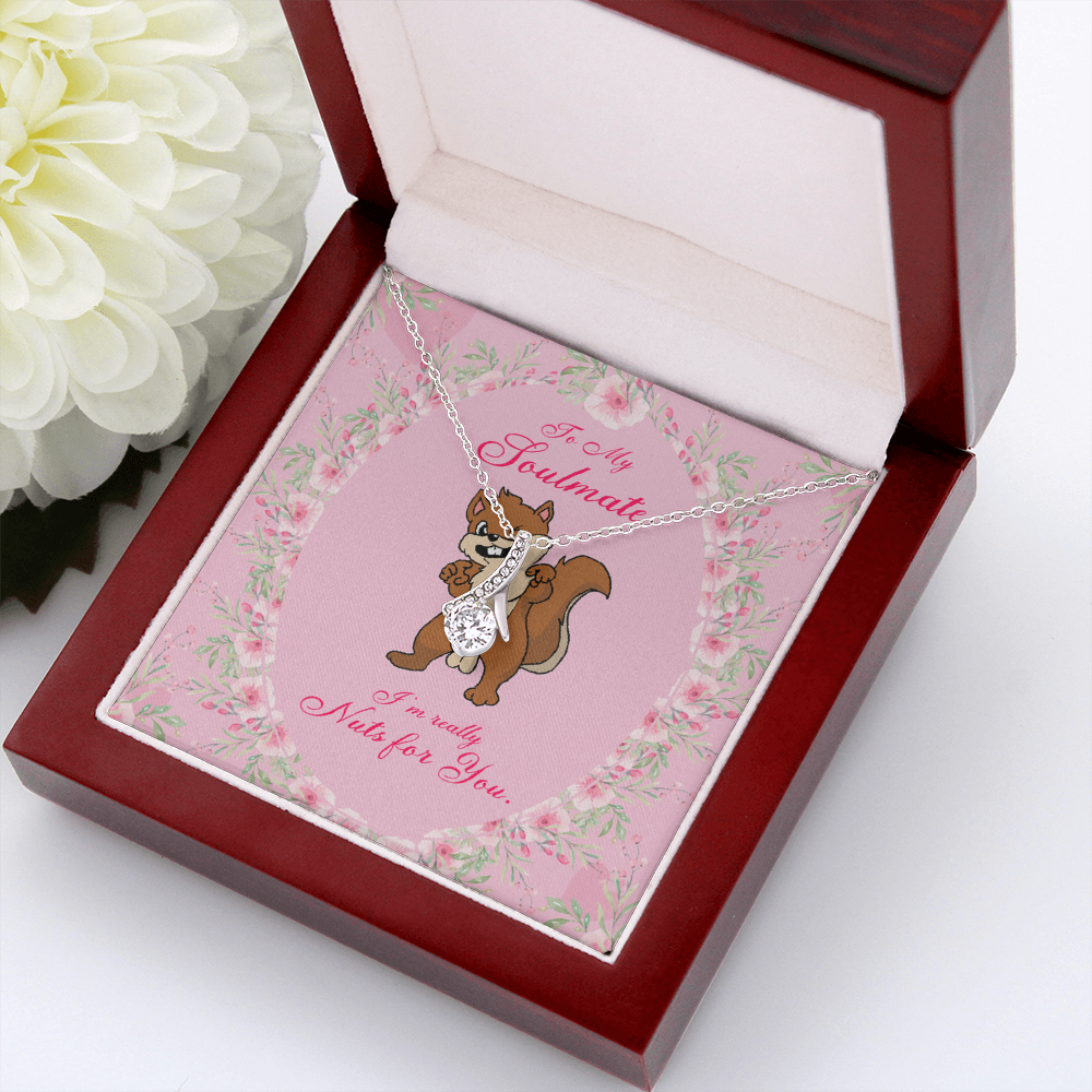 To My Girlfriend Nuts For You Alluring Ribbon Necklace Message Card-Express Your Love Gifts