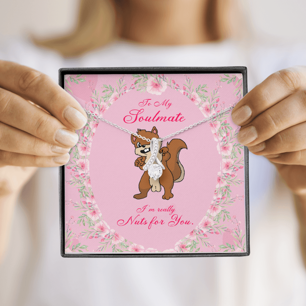 To My Girlfriend Nuts For You Alluring Ribbon Necklace Message Card-Express Your Love Gifts