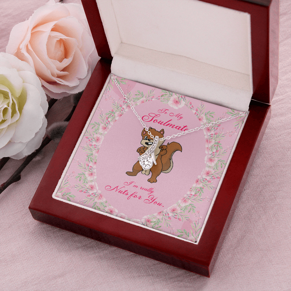 To My Girlfriend Nuts For You Alluring Ribbon Necklace Message Card-Express Your Love Gifts