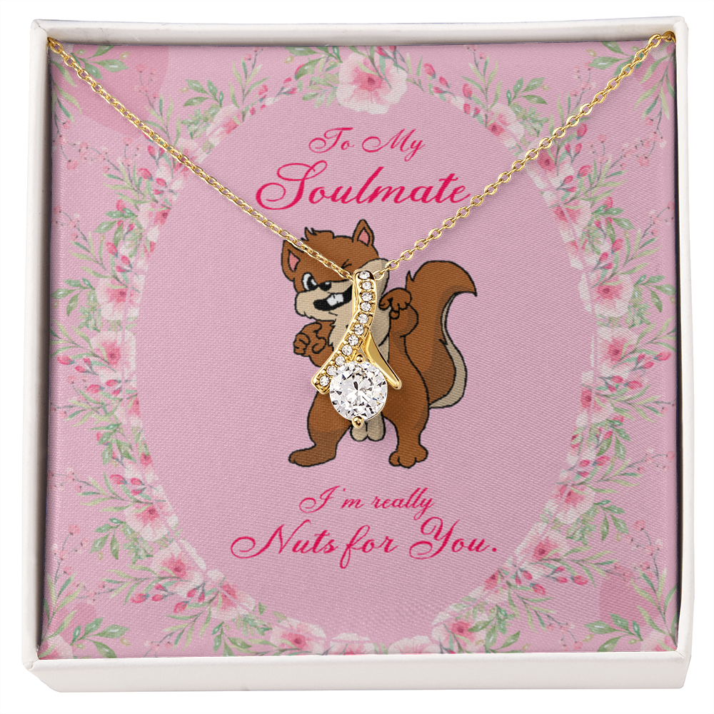 To My Girlfriend Nuts For You Alluring Ribbon Necklace Message Card-Express Your Love Gifts