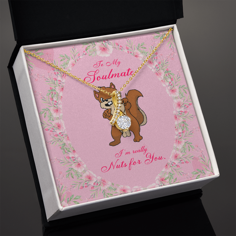 To My Girlfriend Nuts For You Alluring Ribbon Necklace Message Card-Express Your Love Gifts