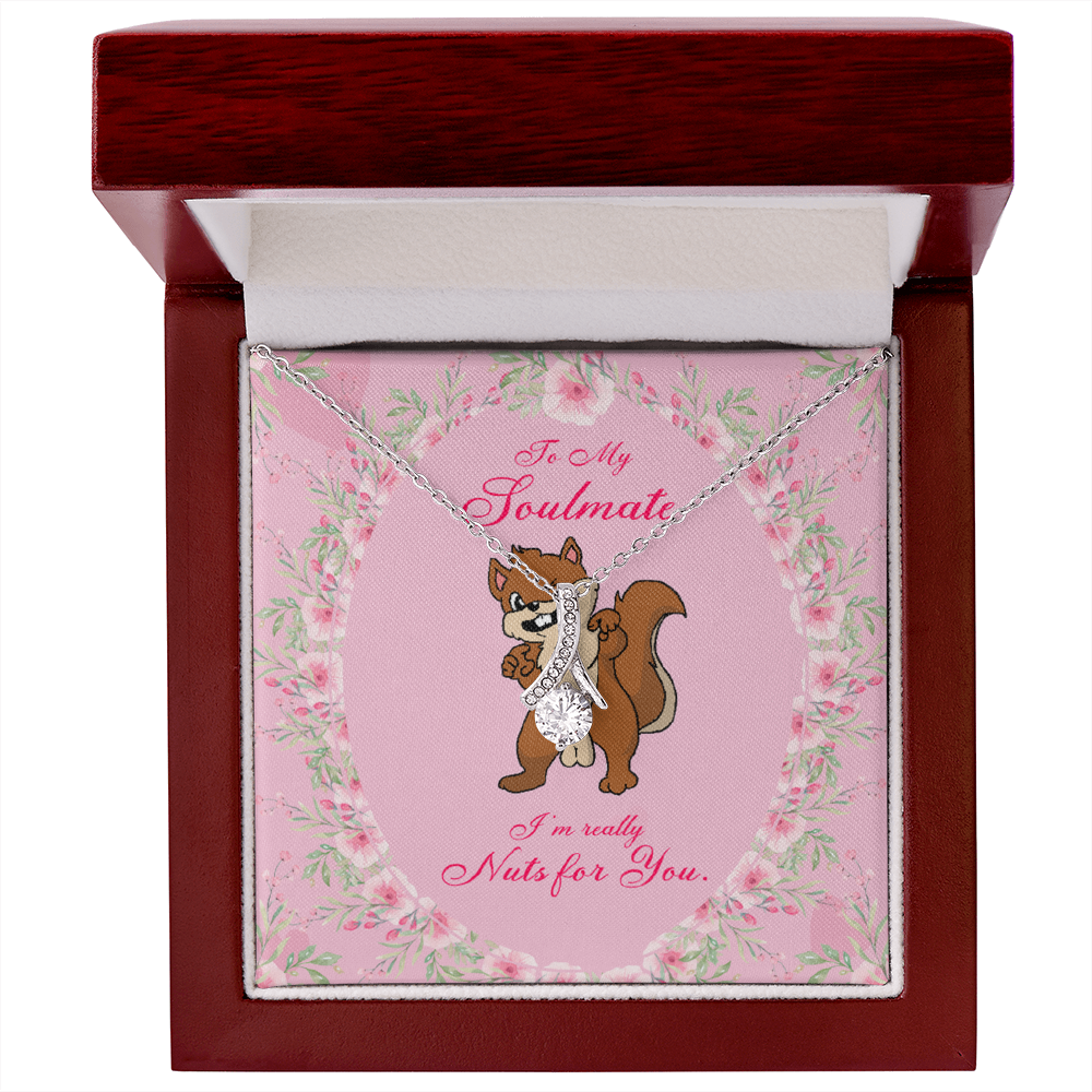 To My Girlfriend Nuts For You Alluring Ribbon Necklace Message Card-Express Your Love Gifts