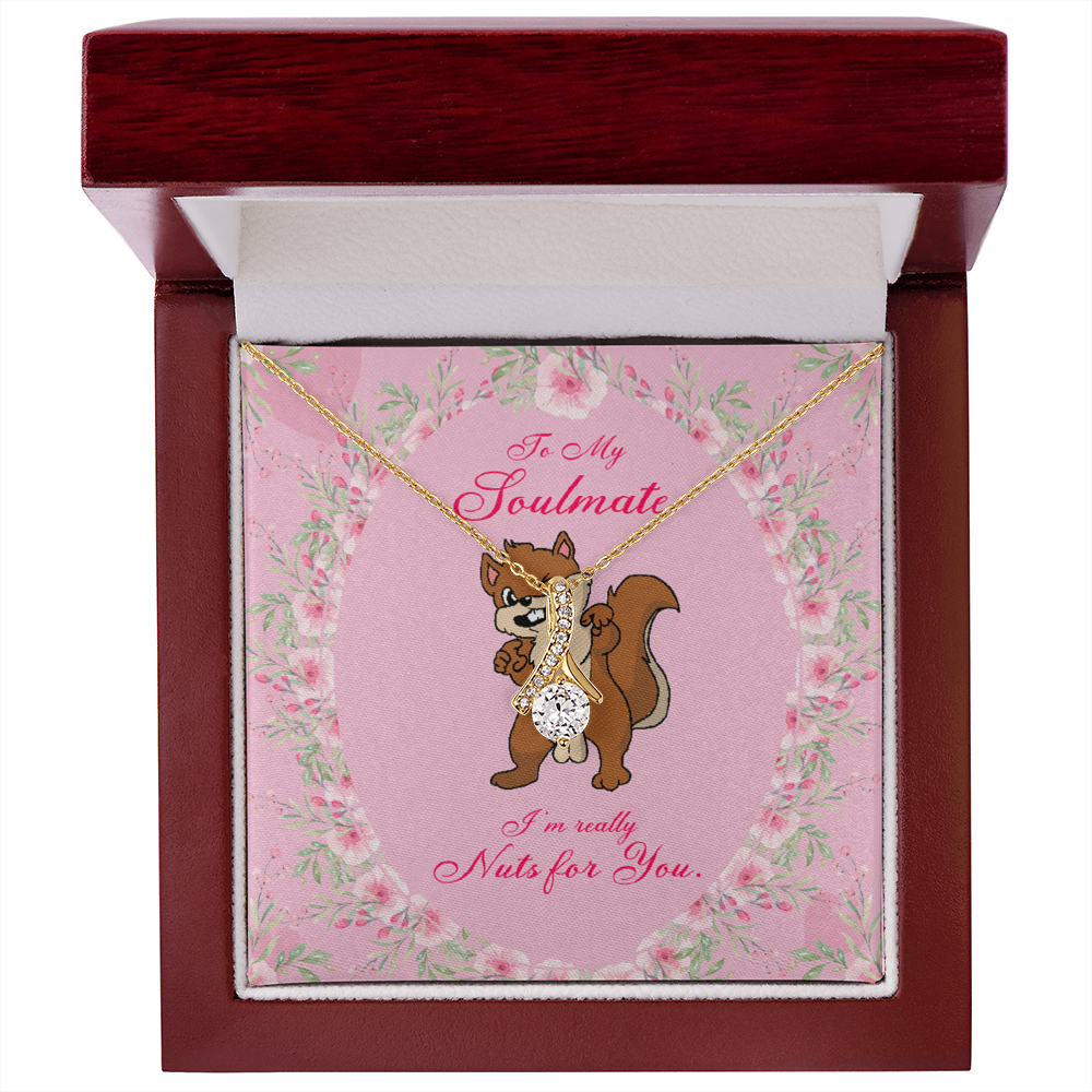 To My Girlfriend Nuts For You Alluring Ribbon Necklace Message Card-Express Your Love Gifts
