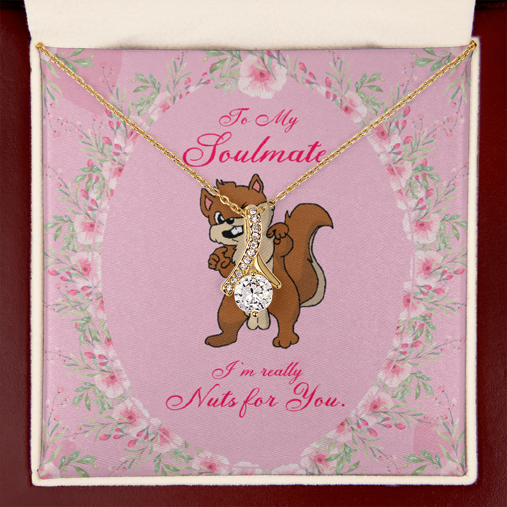 To My Girlfriend Nuts For You Alluring Ribbon Necklace Message Card-Express Your Love Gifts
