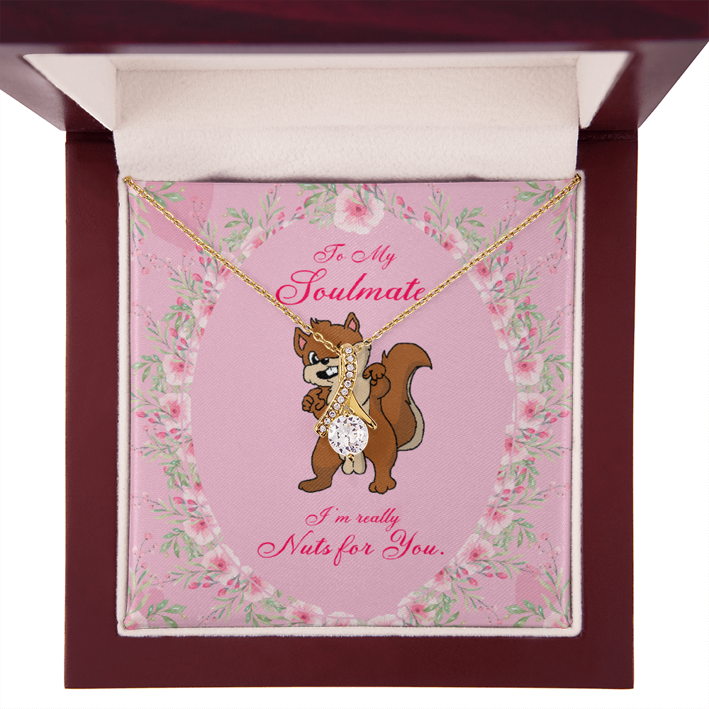 To My Girlfriend Nuts For You Alluring Ribbon Necklace Message Card-Express Your Love Gifts
