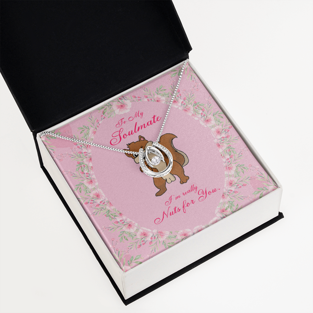To My Girlfriend Nuts For You Lucky Horseshoe Necklace Message Card 14k w CZ Crystals-Express Your Love Gifts