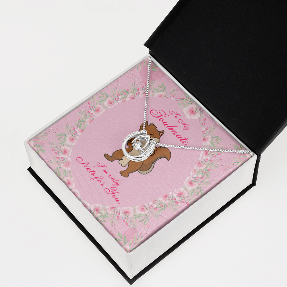 To My Girlfriend Nuts For You Lucky Horseshoe Necklace Message Card 14k w CZ Crystals-Express Your Love Gifts